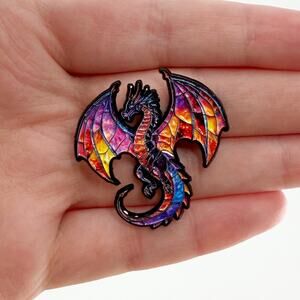 Stained Glass Dragon Soft Enamel Pin